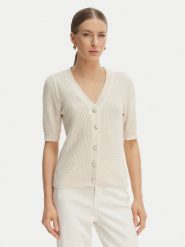 Morgan Kardigan 261-MYRTILE Beżowy Slim Fit. Brązowe kardigany damskie Morgan, xs, bez wzorów, z bawełny, bez kołnierzyka. Za 229.99 zł.