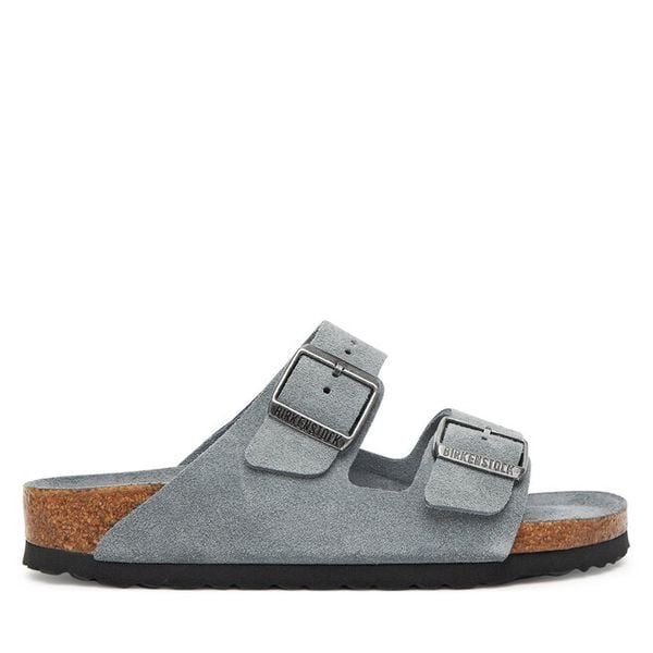 Klapki Birkenstock. Szare klapki damskie Birkenstock, bez wzorów, bez obcasa, bez zapięcia. Za 469.99 zł.