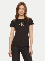 Calvin Klein Jeans T-Shirt Gradient J20J224982 Czarny Slim Fit. Czarne t-shirty damskie Calvin Klein Jeans, xs, bez wzorów, z bawełny, bez kołnierzyka, bez ramiączek. Za 89.99 zł.