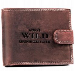 Portfel męski Always Wild N992L-CHM-BL brązowy. Brązowe portfele męskie Always Wild, bez wzorów, z nubiku. Za 44.99 zł.
