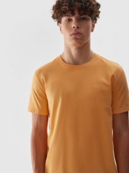 4F T-shirt regular gładki męski - pomarańczowy M. Brązowe t-shirty męskie 4F, m, bez wzorów, z bawełny, bez kołnierzyka, bez ramiączek. W wyprzedaży za 39.99 zł.