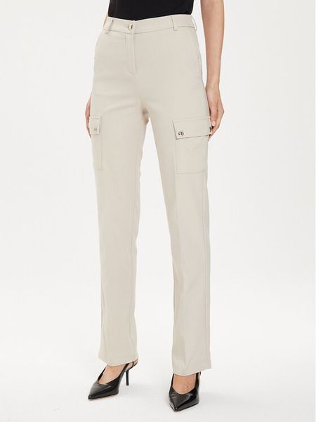 Morgan Spodnie materiałowe 241-PAZZA.F Beżowy Slim Fit. Brązowe spodnie materiałowe damskie Morgan, bez wzorów, z materiału. Za 209.99 zł.