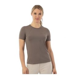 Damska koszulka do jazdy konnej BR Equitation Eluna. Brązowe bluzki damskie BR, bez wzorów, eleganckie, bez kołnierzyka, bez ramiączek. Za 219.50 zł.