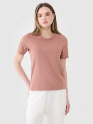 4F T-shirt regular gładki damski - brązowy XS. Brązowe t-shirty damskie 4F, xs, bez wzorów, z bawełny, klasyczne, bez kołnierzyka, bez ramiączek. W wyprzedaży za 29.99 zł.