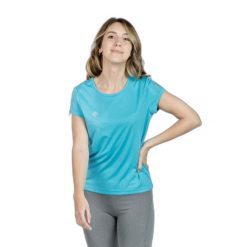 Koszulka damska Izas Creus. Niebieskie bluzki damskie IZAS, l, bez wzorów, sportowe, bez kołnierzyka, bez ramiączek. W wyprzedaży za 113.00 zł.