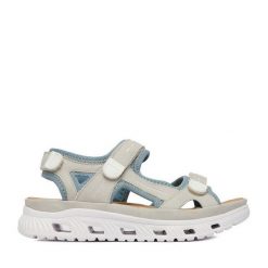 Sandały Rieker. Szare sandały damskie Rieker, bez wzorów, bez obcasa, na płaskiej podeszwie, bez zapięcia. Za 359.99 zł.