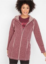 Długa bluza rozpinana z polaru, z kapturem. Czerwone bluzy damskie bonprix, bez wzorów, z polaru, bez ramiączek, z kapturem. Za 169.99 zł.