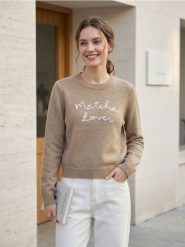 Sweter z wiskozą - beżowy. Brązowe swetry nierozpinane damskie Sinsay, l, bez wzorów, z wiskozy, bez kołnierzyka, bez ramiączek. Za 49.99 zł.