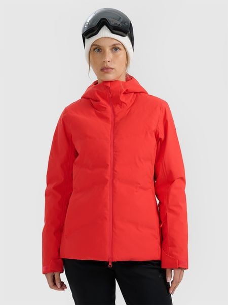 4F Kurtka narciarska membrana 10000 damska - czerwona XXL. Czerwone kurtki sportowe damskie 4F, na zimę, xxl, bez wzorów, z materiału, bez ramiączek, bez kaptura, narciarskie. Za 799.99 zł.