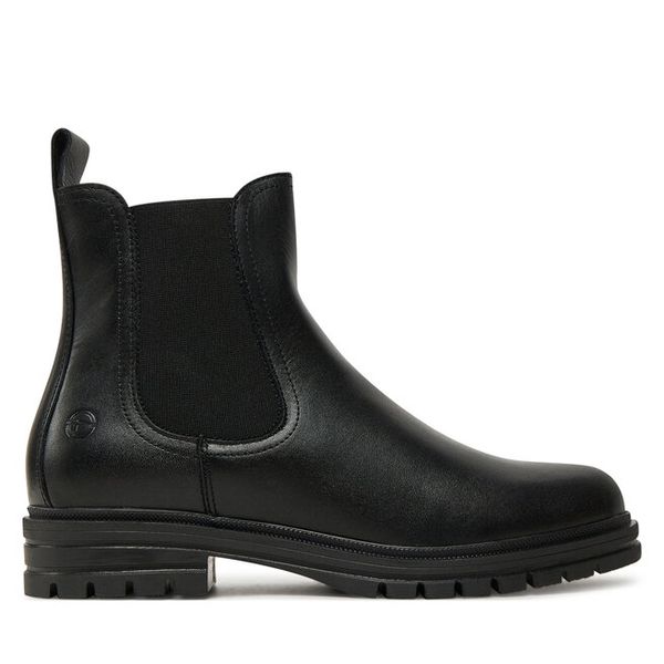 Sztyblety Tamaris. Czarne botki damskie Tamaris, bez wzorów, bez obcasa, na płaskiej podeszwie, bez zapięcia. Za 429.99 zł.