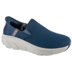 Buty sportowe Sneakersy męskie, Slip-ins: D'Lux Walker 2.0 - Reeler. Niebieskie buty sportowe męskie Skechers, bez wzorów, bez zapięcia, trekkingowe. Za 389.99 zł.