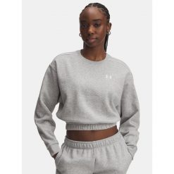 Bluza Damska Under Armour Sportowa Krótka UA Rival Fleece Piped Crew. Szare bluzy damskie Under Armour, bez wzorów, sportowe, bez ramiączek, bez kaptura. W wyprzedaży za 170.32 zł.
