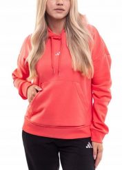 Damska bluza adidas Essentials Small Logo Feel Cozy Hoodie koralowa. Pomarańczowe bluzy damskie Adidas, xs, bez wzorów, z bawełny, bez ramiączek, z kapturem. Za 236.10 zł.