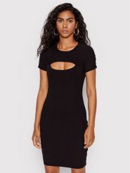 Guess Sukienka dzianinowa Lana WBYK95 KB9E2 Czarny Slim Fit. Czarne sukienki damskie Guess, s, z aplikacjami, z dzianiny, bez kołnierzyka, bez ramiączek. Za 239.99 zł.