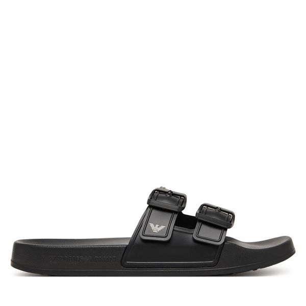 Klapki Emporio Armani. Czarne klapki męskie Emporio Armani, bez wzorów, bez zapięcia. Za 300.99 zł.