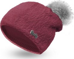 Nandy Czapka Damska Ciepła Alpaka Zima Z Pomponem Polska Bordo. Czapki damskie Nandy, na zimę, bez wzorów. Za 60.98 zł.