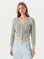 Guess Kardigan W5YR15 Z3OU0 Zielony Regular Fit. Zielone kardigany damskie Guess, l, z aplikacjami, z bawełny, bez kołnierzyka. Za 339.99 zł.