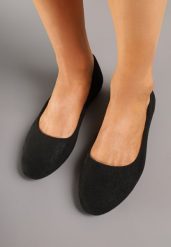 Czarne Balerinki w Basicowym Stylu Nimisae. Czarne balerinki damskie Renee, bez wzorów, eleganckie, bez obcasa, bez zapięcia. Za 59.99 zł.