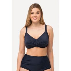 Damska Góra bikini drapowanie miękkie miseczki regulowane ramiączka. Niebieskie stroje kąpielowe damskie Ulla Popken, l, bez wzorów, z elastanu. W wyprzedaży za 111.99 zł.