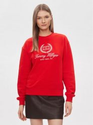 Tommy Hilfiger Bluza Flag Script WW0WW41758 Czerwony Regular Fit. Czerwone bluzy damskie Tommy Hilfiger, xl, bez wzorów, z bawełny, bez ramiączek, bez kaptura. Za 309.99 zł.
