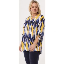 Granatowo-Żółta Koszula Want To. Niebieskie koszule damskie Born2be, l, bez wzorów, bez kołnierzyka, bez ramiączek. Za 39.99 zł.