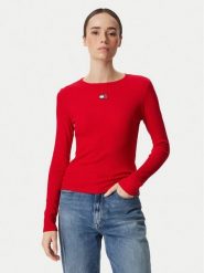 Tommy Jeans Bluzka DW0DW20178 Czerwony Slim Fit. Czerwone bluzki damskie Tommy Jeans, m, bez wzorów, z bawełny, bez kołnierzyka, bez ramiączek. Za 189.99 zł.