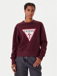 Guess Bluza W2YQ16 KBA11 Bordowy Regular Fit. Czerwone bluzy damskie Guess, xxl, z aplikacjami, z bawełny, bez ramiączek, bez kaptura. Za 229.99 zł.