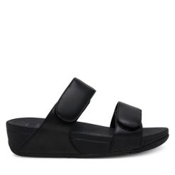 Klapki FitFlop. Czarne klapki damskie FitFlop, bez wzorów, bez obcasa, bez zapięcia. Za 289.99 zł.