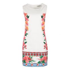 Desigual sukienka damska Cher 36 biały. Białe sukienki damskie Desigual, bez wzorów, z materiału, eleganckie, bez kołnierzyka, bez ramiączek. W wyprzedaży za 314.00 zł.