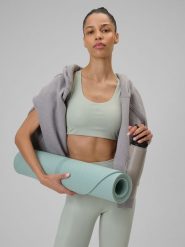 4F Biustonosz do jogi z niskim wsparciem damski - miętowy M. Niebieskie bielizna sportowa damska 4F, l, bez wzorów, z gumy. Za 129.99 zł.