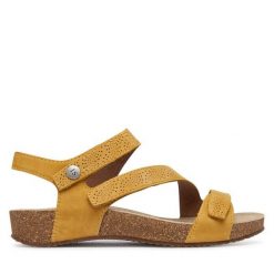 Sandały Josef Seibel. Żółte sandały damskie Josef Seibel, bez wzorów, bez obcasa, na płaskiej podeszwie, bez zapięcia. Za 439.99 zł.