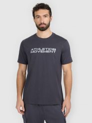 4F T-shirt regular z nadrukiem męski - szary S. Szare t-shirty męskie 4F, m, bez wzorów, z materiału, bez kołnierzyka, bez ramiączek. Za 69.99 zł.