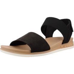 Sandały SKECHERS 114710S Czarny. Czarne sandały damskie Skechers, bez wzorów, z materiału, bez obcasa, bez zapięcia. Za 179.99 zł.