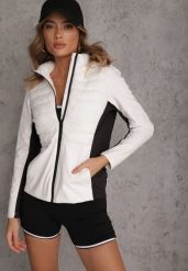 Biała Przejściowa Kurtka z Pikowaniem i Elastycznymi Rękawami Salisia. Białe kurtki sportowe damskie Renee, l, bez wzorów, z nylonu, bez ramiączek, z kapturem, tenisowe. Za 129.99 zł.