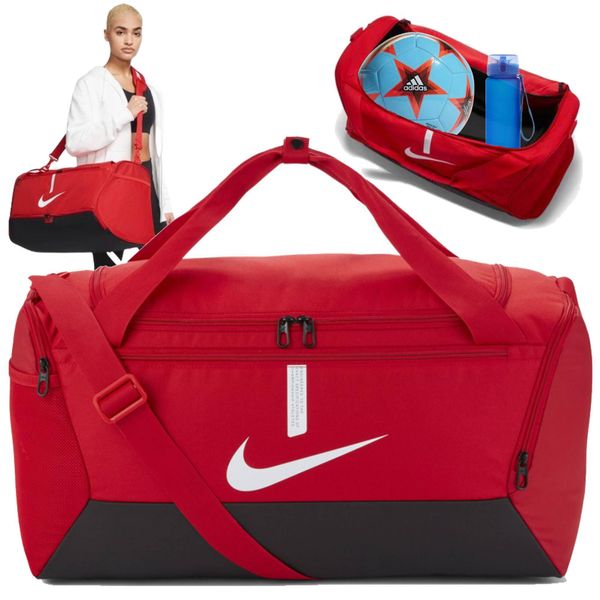 Torba sportowa Nike Academy Team Duffel treningowa ze wzmacnianym dnem 41L. Czerwone torby sportowe męskie Nike, bez wzorów, z poliesteru, na ramię. Za 99.00 zł.