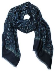 Granatowo-Niebieski Elegancki Szalik V.Fraas, Przejściowy, Cienki, Wzór Paisley. Niebieskie szaliki męskie V. Fraas, bez wzorów. Za 55.00 zł.