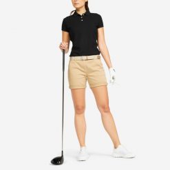 Spodenki do golfa chino damskie Inesis MW500. Brązowe spódnice damskie INESIS, bez wzorów, z bawełny, sportowe. Za 69.99 zł.