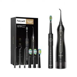 Szczoteczka soniczna do zębów z zestawem końcówek oraz irygatorem FairyWill FW-5020E + FW-E11. Białe szczoteczki soniczne FairyWill. Za 209.00 zł.