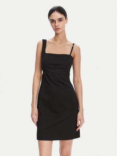 HUGO Sukienka codzienna Kutari 50530172 Czarny Slim Fit. Czarne sukienki damskie Hugo, na co dzień, bez wzorów, z syntetyku, bez kołnierzyka, bez ramiączek, proste. Za 599.99 zł.