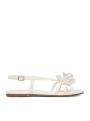 DeeZee Sandały CEO-CD25-293-1 Biały. Białe sandały damskie DeeZee, bez wzorów, ze skóry, bez obcasa, na płaskiej podeszwie, bez zapięcia. Za 119.99 zł.