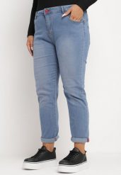 Niebieskie Jeansy Skinny z Efektem Push-Up Nevellia. Niebieskie jeansy damskie Born2be, z aplikacjami, z jeansu, eleganckie. Za 54.99 zł.