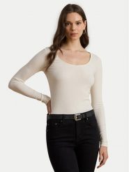 LAUREN RALPH LAUREN Bluzka 200980145001 Beżowy Slim Fit. Brązowe bluzki damskie Lauren Ralph Lauren, xxl, bez wzorów, z bawełny, bez kołnierzyka, bez ramiączek. Za 419.99 zł.