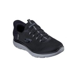 Buty sportowe Sneakersy męskie, Slip-Ins Summits - High Range. Czarne buty sportowe męskie Skechers, bez wzorów, z materiału, bez zapięcia, na fitness i siłownię. Za 329.99 zł.