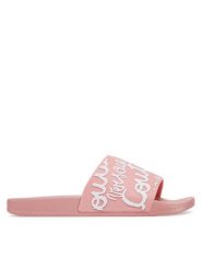 Versace Jeans Couture Klapki 78VA3SQ1 Różowy. Czerwone klapki damskie Versace Jeans Couture, bez wzorów, z jeansu, bez obcasa, bez zapięcia. Za 319.99 zł.