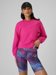 4F Bluza dresowa regular bez kaptura damska - różowa L. Czerwone bluzy damskie 4F, l, bez wzorów, z dresówki, klasyczne, bez ramiączek, bez kaptura. Za 159.99 zł.