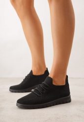 Czarne Sznurowane Buty Sportowe Sneakersy z Siateczki Caeolea. Czarne obuwie sportowe damskie Born2be, bez wzorów, z jeansu, bez zapięcia, na fitness i siłownię. Za 59.99 zł.