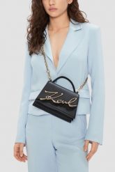 KARL LAGERFELD Czarna mała skórzana torebka K/signature 2.0. Czarne torebki wizytowe damskie KARL LAGERFELD, bez wzorów, ze skóry, na ramię, małe, bez dodatków. W wyprzedaży za 1,049.99 zł.