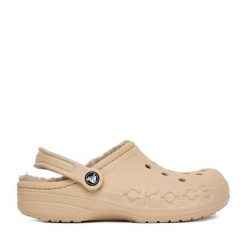 Klapki Crocs. Brązowe klapki damskie Crocs, bez wzorów, bez obcasa, bez zapięcia. Za 169.99 zł.