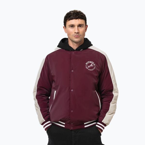 Kurtka męska Pitbull Manolito Baseball. Czerwone kurtki męskie PITBULL, m, bez wzorów, z nylonu, sportowe, bez kaptura. Za 309.99 zł.
