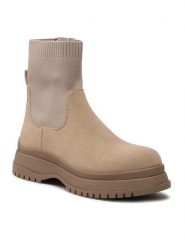 Jenny Fairy Botki WS3180-1 Beżowy. Brązowe botki damskie Jenny Fairy, bez wzorów, ze skóry, bez obcasa, na płaskiej podeszwie, bez zapięcia. Za 179.99 zł.